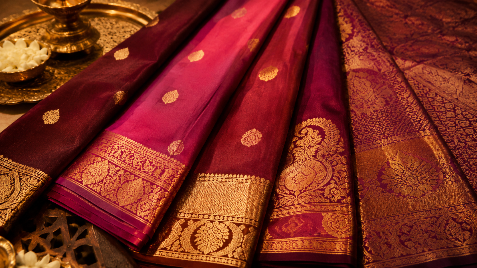 Traditional red Kanchipuram silk sarees