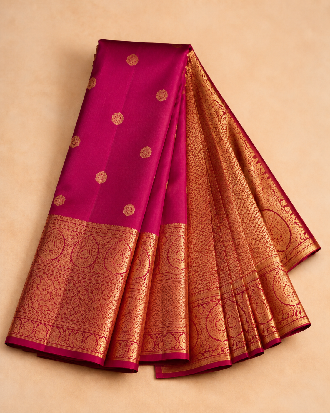 Magenta Korvai bridal silk saree