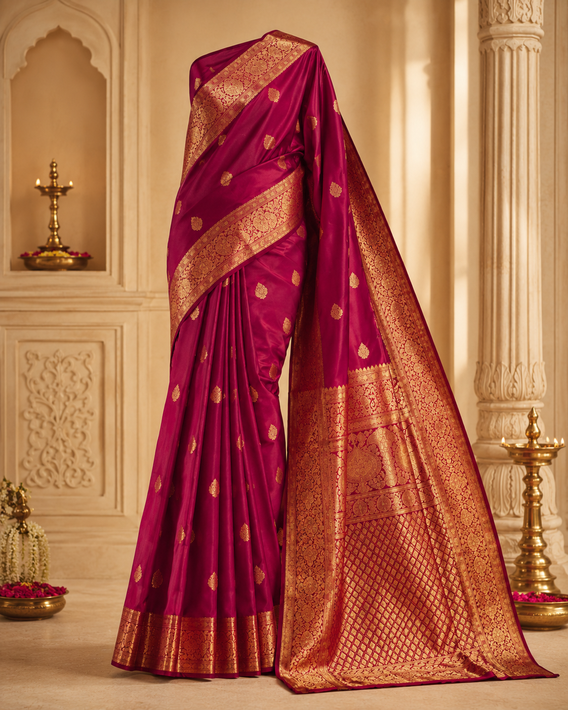Magenta Kanchipuram silk saree