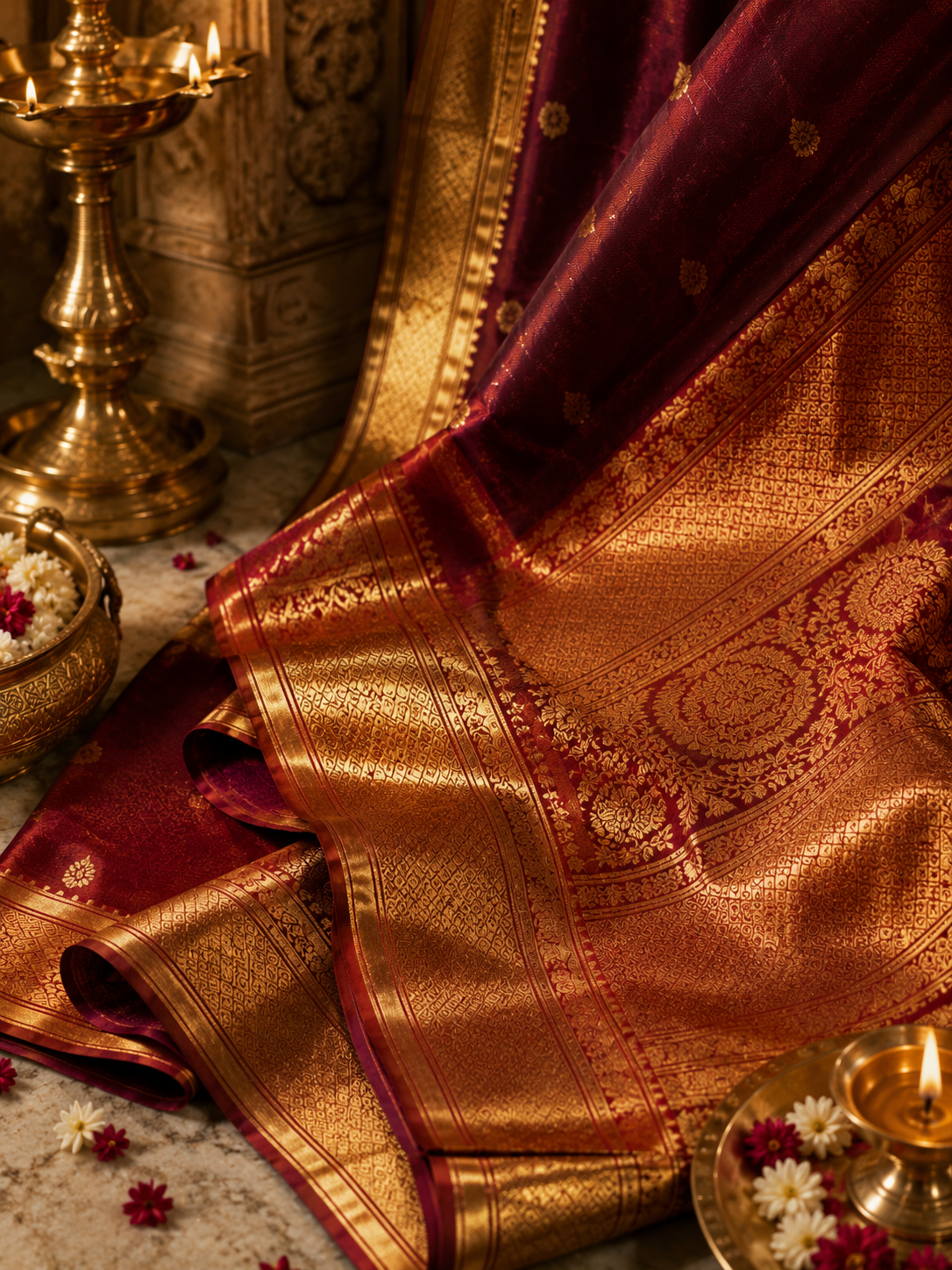 Temple border Kanchipuram silk saree