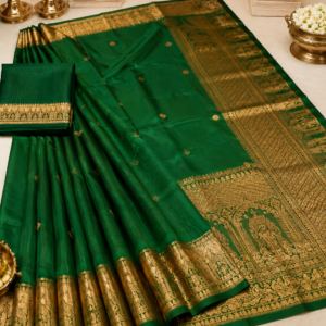 Emerald Green Temple Border Saree