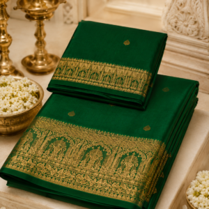 Emerald Green Temple Border Saree