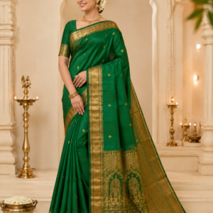 Emerald Green Temple Border Saree