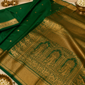 Emerald Green Temple Border Saree