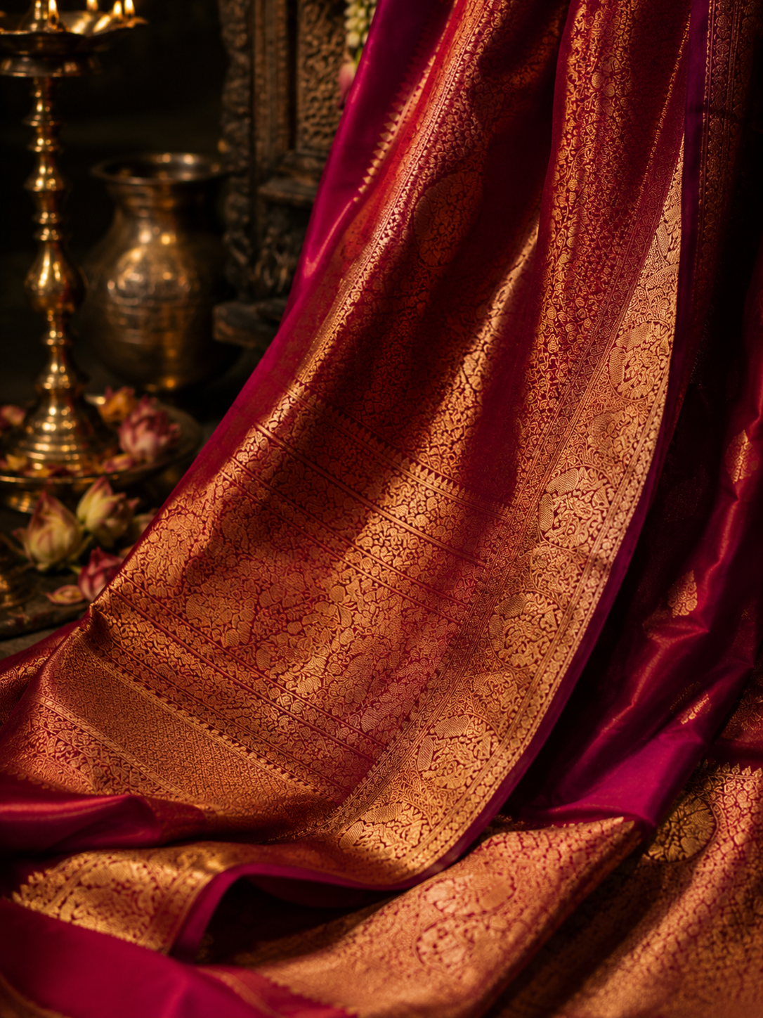 Gold zari pallu detail